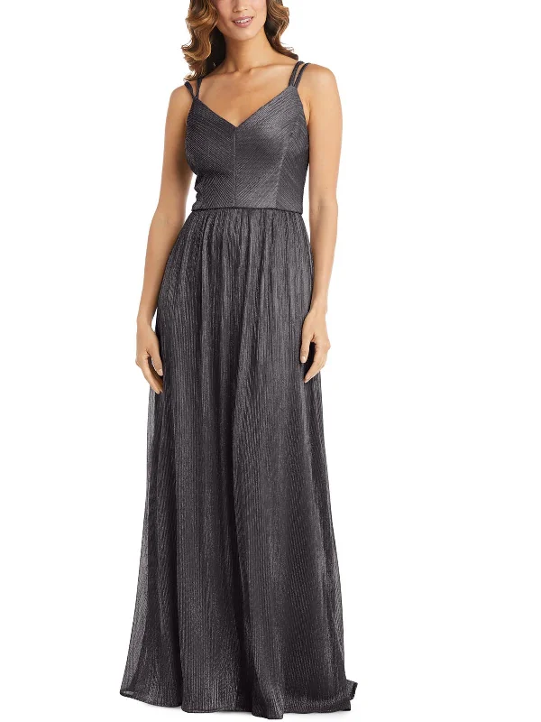Can't Miss Womens Metallic Maxi Evening Dress