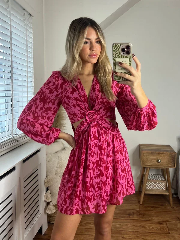 Extra Savings Tasha Cut Out Mini dress / Pink Animal