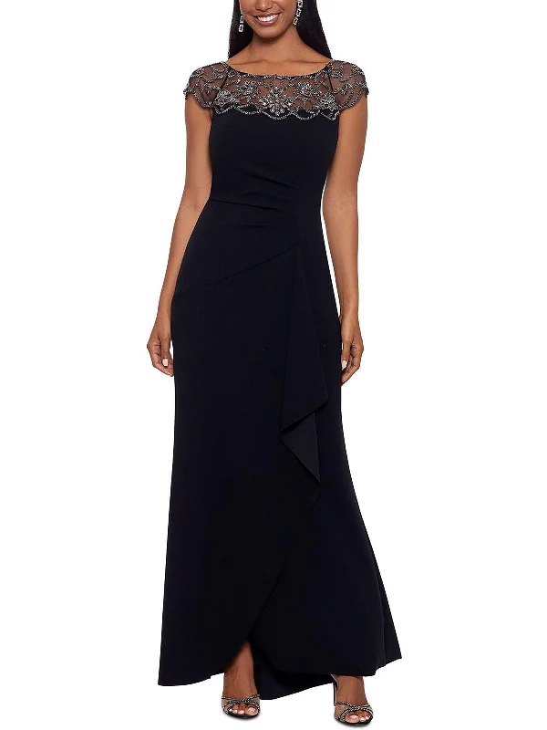 Price Cut Womens Embellished Illusion Evening Dress