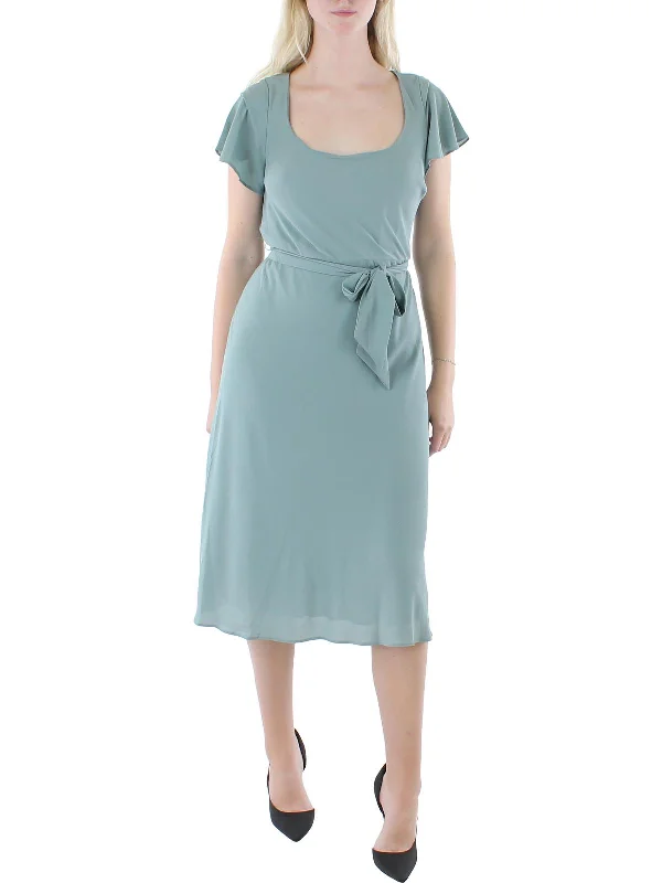 While Supplies Last Womens Belted Calf Midi Dress