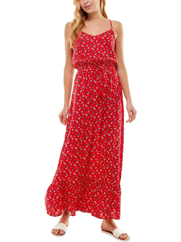 Act Now Juniors Womens Floral Criss Cross Maxi Dress