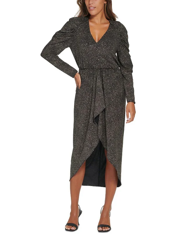 Referral Discount Womens Waterfall Ruffle Hi-Low Cocktail and Party Dress