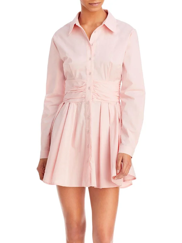Grand Opening Sale Womens Gathered Above Knee Shirtdress