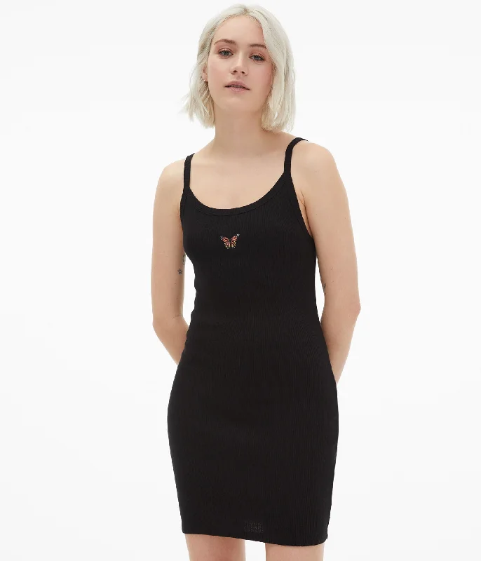 Best Deals Aeropostale Women's Solid Scoop-Neck Embroidered Bodycon Dress