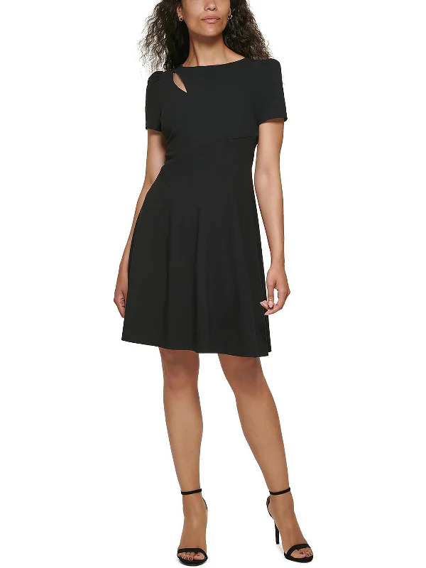 Special Promotion Petites Womens Scuba Mini Fit & Flare Dress