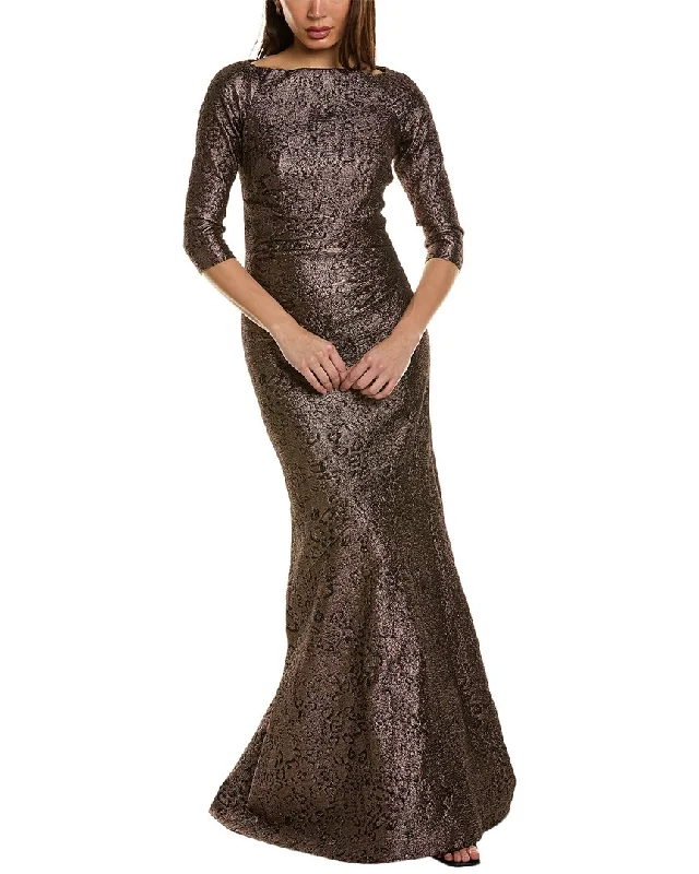Epic Deals Teri Jon by Rickie Freeman Metallic Jacquard Gown