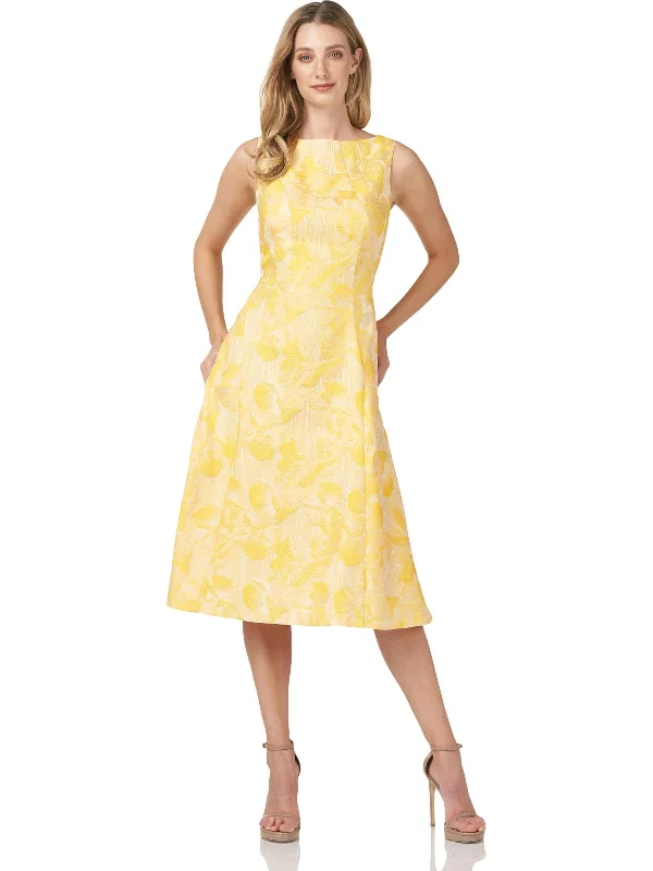 Today’s Deal Keegan Womens Metallic Midi Cocktail and Party Dress