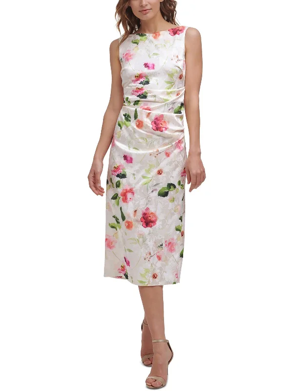 Deal Dash Womens Jacquard Midi Sheath Dress
