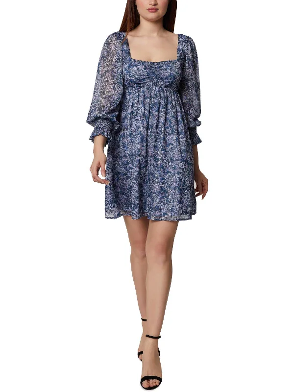 Can't Be Beat Womens Floral Print Knee Length Fit & Flare Dress