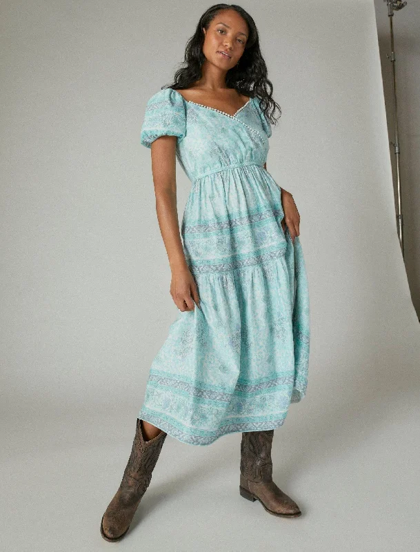 Flash Deals Lucky Brand Women's Printed Midi Dress