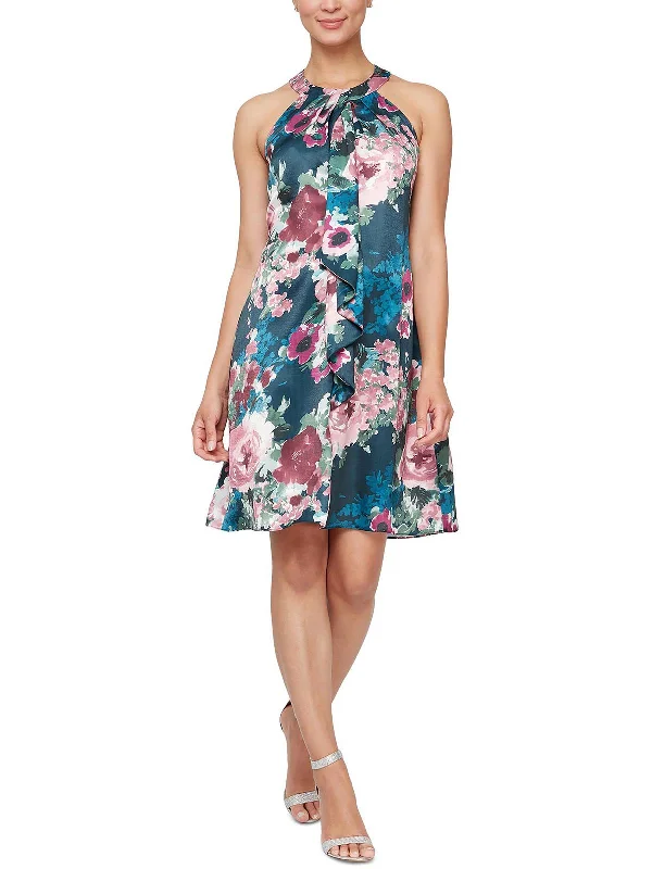 Limited Time Discount Womens Floral Knee Halter Dress