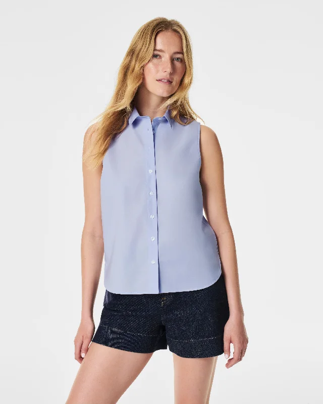 Bargain Prices SPANX® Poplin Sleeveless Button-Down Shirt