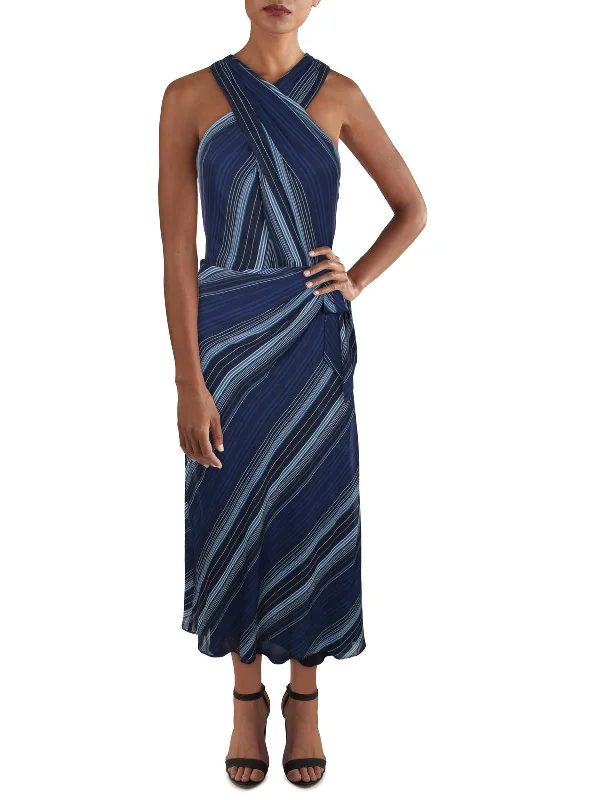 Instant Discount Womens Striped Midi Fit & Flare Dress