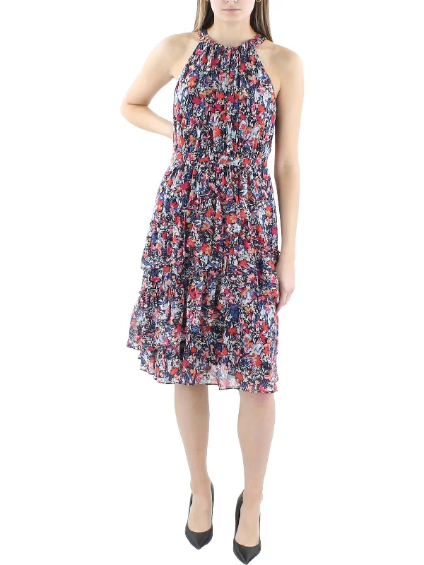 Deal Dash Womens Floral Ruffle Cocktail And Party Dress