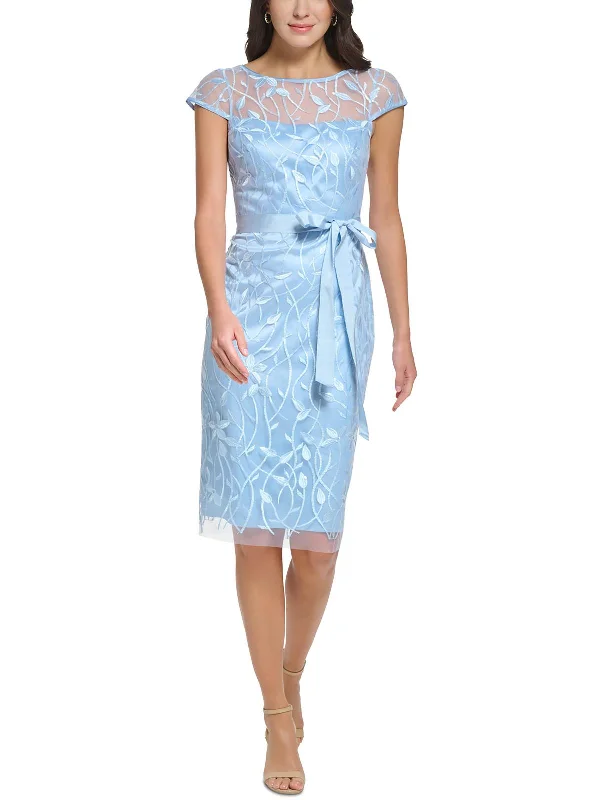 Best Seller Womens Mesh Embroidered Cocktail and Party Dress