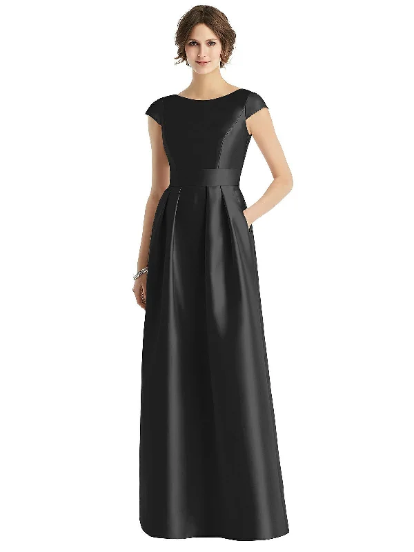Blowout Deals Cap Sleeve Pleated Skirt Dress with Pockets