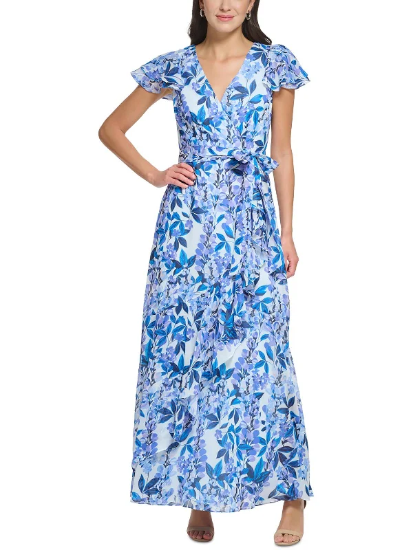 Blowout Sale Womens Chiffon Floral Maxi Dress