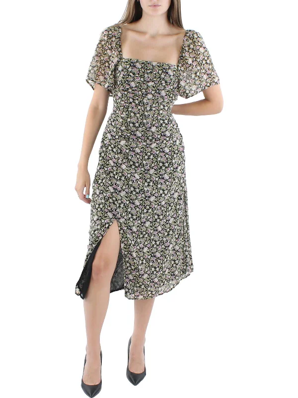 Buy Now Womens Floral Print Calf Midi Dress