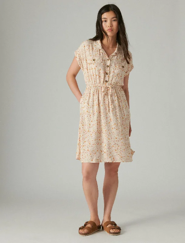 Markdown Madness Lucky Brand Women's Printed Short Sleeve Shirt Dress
