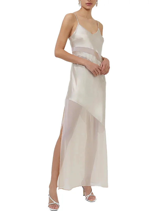 Closeout Womens Satin Mesh Slip Dress
