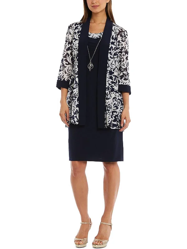 Exclusive Savings Petites Womens Printed Knee Cocktail and Party Dress