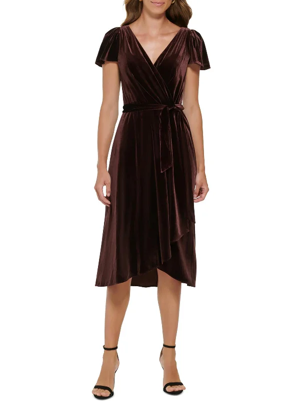 Unmissable Offer Womens Velvet Midi Wrap Dress