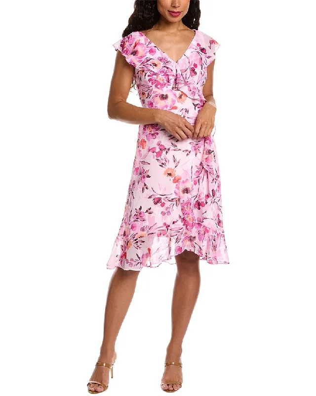 Season Finale Sale London Times Chiffon Faux Wrap Dress