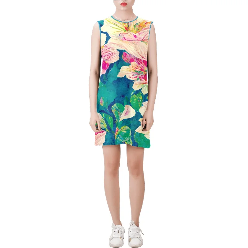 Price Rollback Sleeveless Round Neck Shift Dress (Model D51)