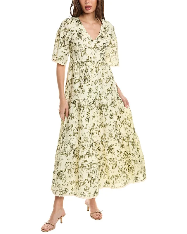 Lowest Price o.p.t. Ruby Linen-Blend Midi Dress