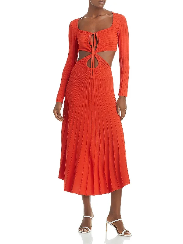 Stock Clearance Womens Ribbed Cut-Out Maxi Sheath Dress