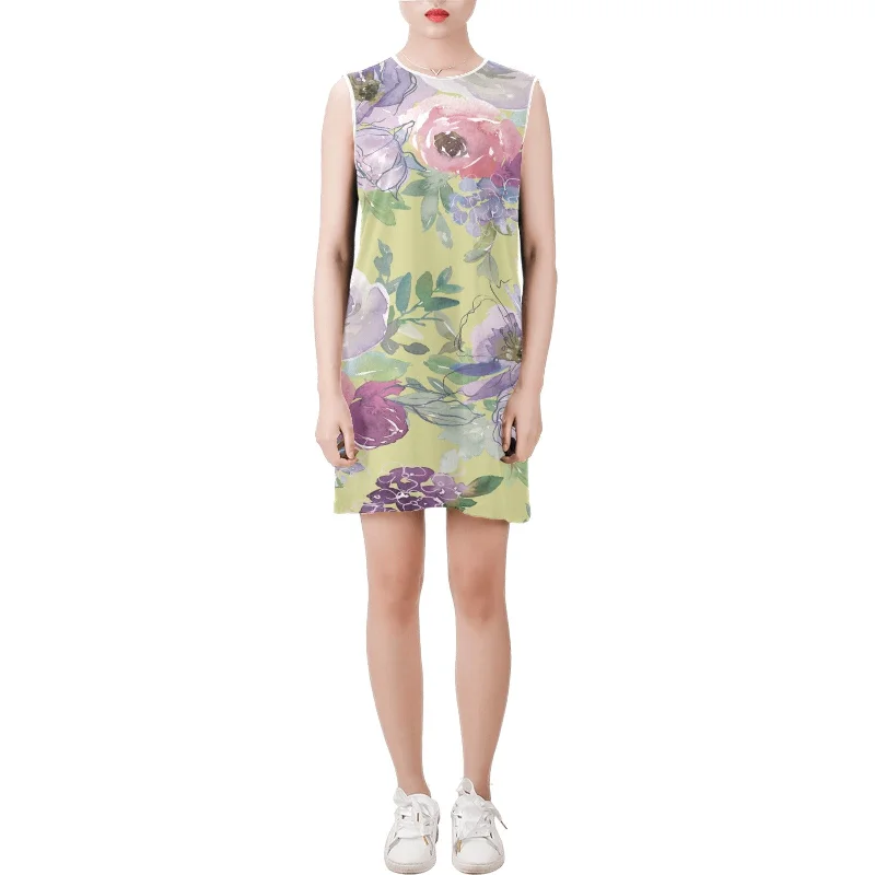 Great Bargains Sleeveless Round Neck Shift Dress (Model D51)
