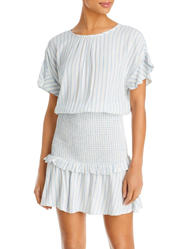 Special Price Womens Smocked Pin Stripe Mini Dress