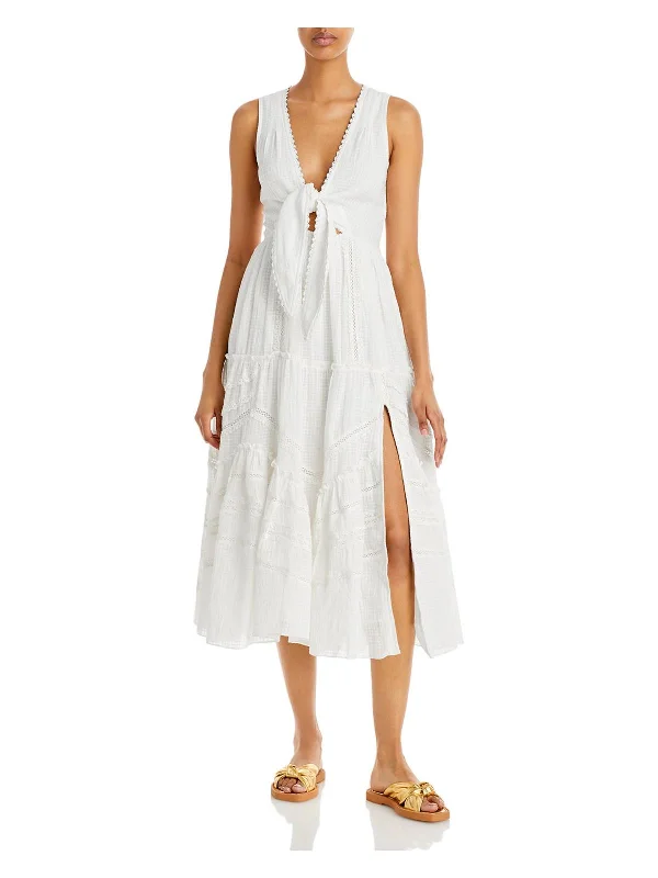 Limited Time Offer Womens Cotton Tiered Midi Dress