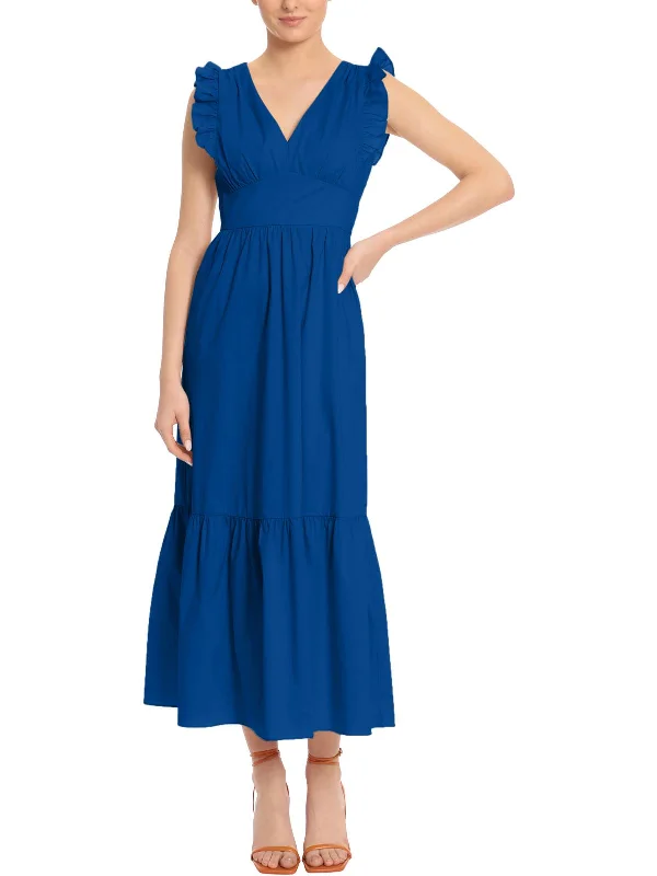 Super Savings Womens Ruffle Sleeve Long Maxi Dress