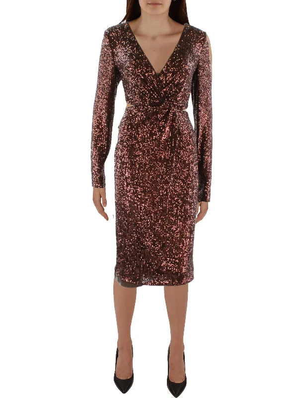 Year-End Sale Womens Twist Front Knee Length Cocktail And Party Dress