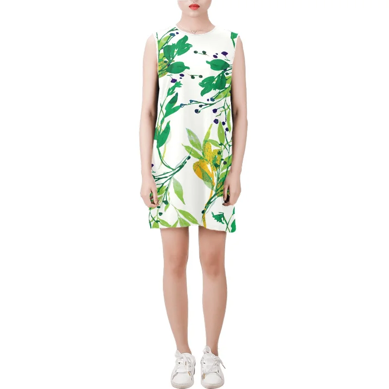 Exclusive Offers Sleeveless Round Neck Shift Dress (Model D51)