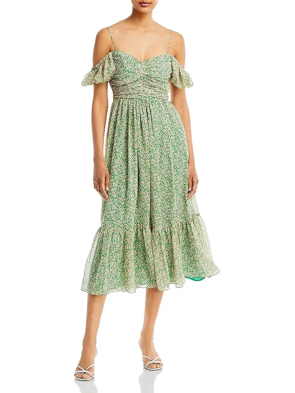 Final Clearance Womens Floral Print Long Midi Dress