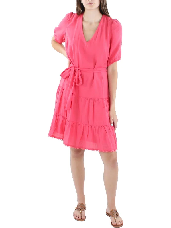 Online Exclusive Womens Tiered V-Neck Mini Dress