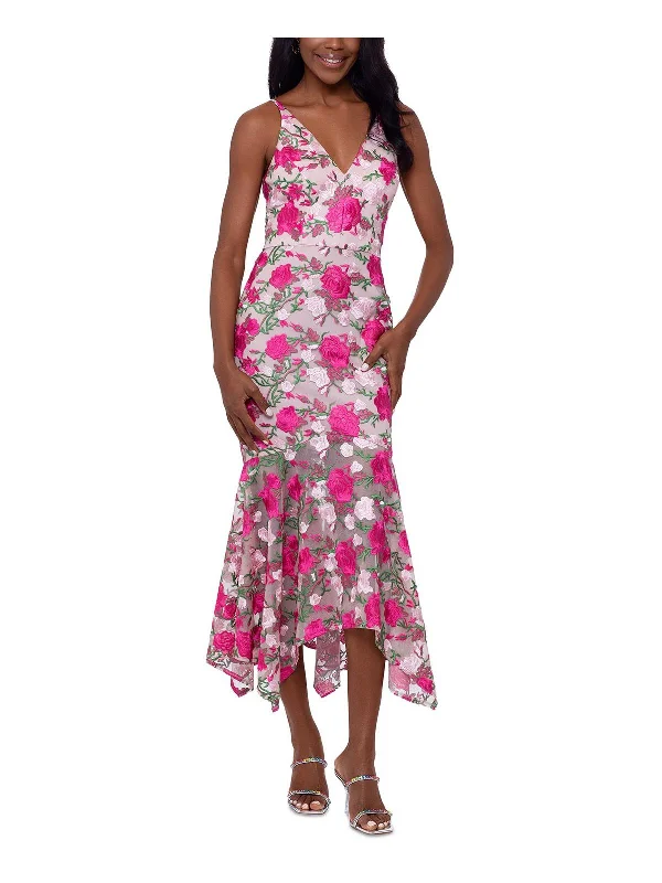 Extra Discounts Womens Embroidered Floral Midi Dress