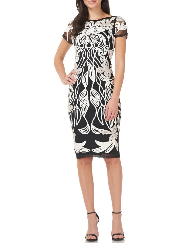 Can't Be Beat Womens Metallic Beaded Cocktail and Party Dress
