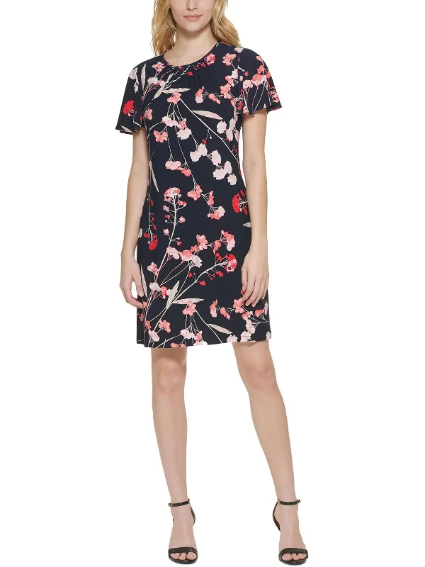 Must-Have Deals Petites Womens Blossom Mini Shift Dress