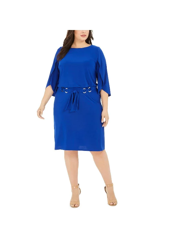 Big Discounts Plus Womens Tulip Sleeves Knee Fit & Flare Dress