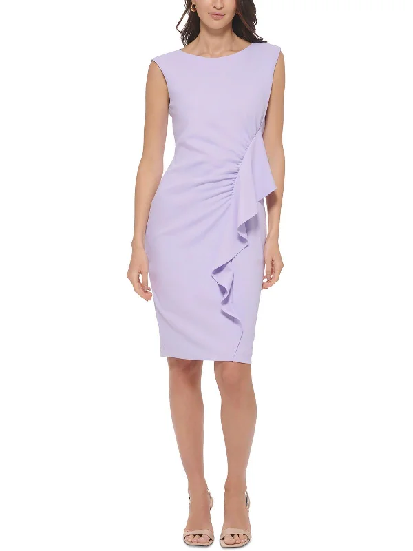 Midnight Sale Womens Ruched Knee Length Sheath Dress
