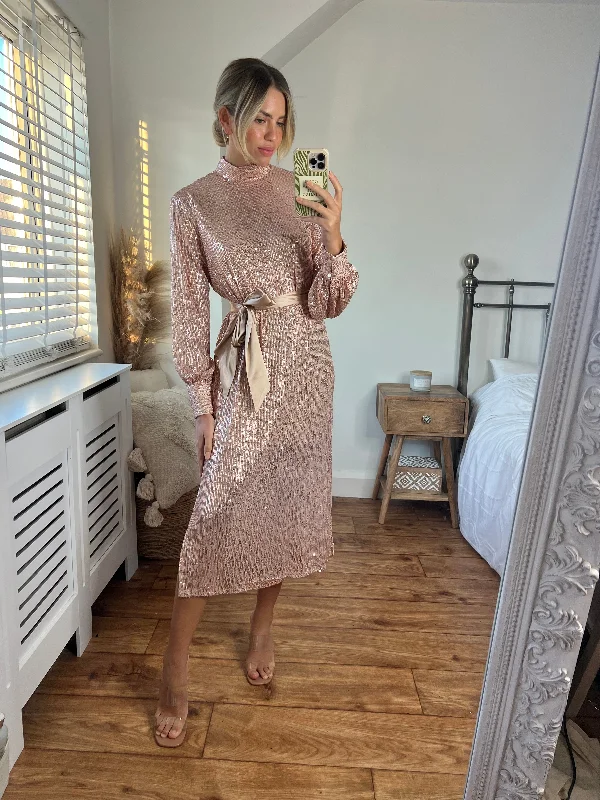 Crazy Deals Roxi Sequin Midi Dress / Rose Gold