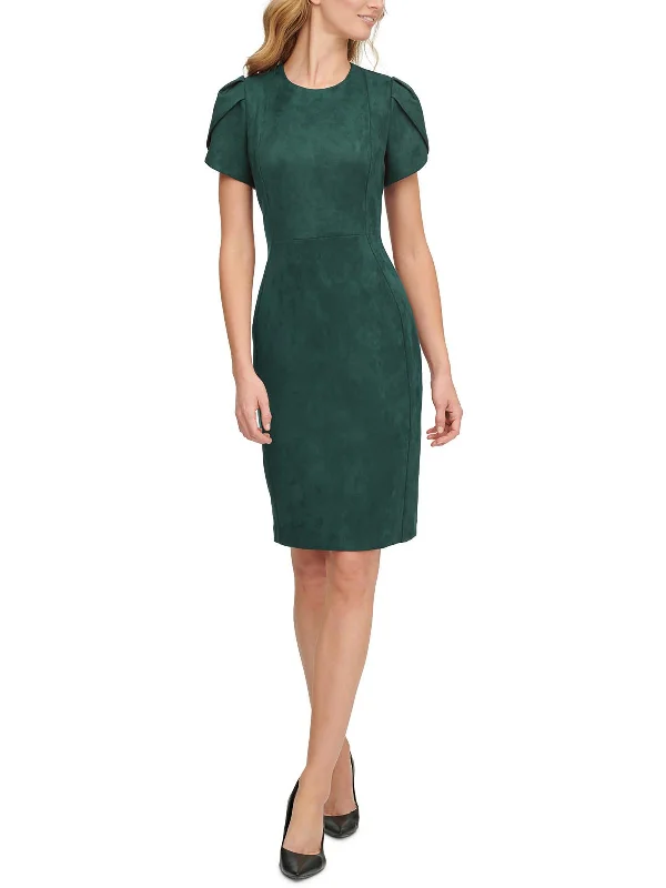 Closeout Sale Womens Faux Suede Short Sheath Dress
