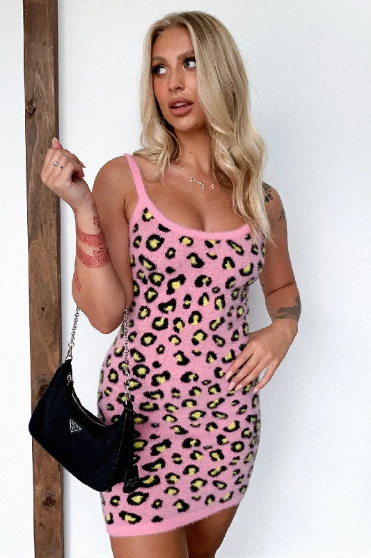 Clearance Items Mahnoor Dress - Pink Leopard Print