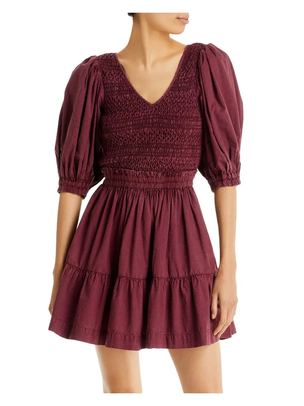 Buy More, Save More Simona Womens Cotton Smocked Mini Dress