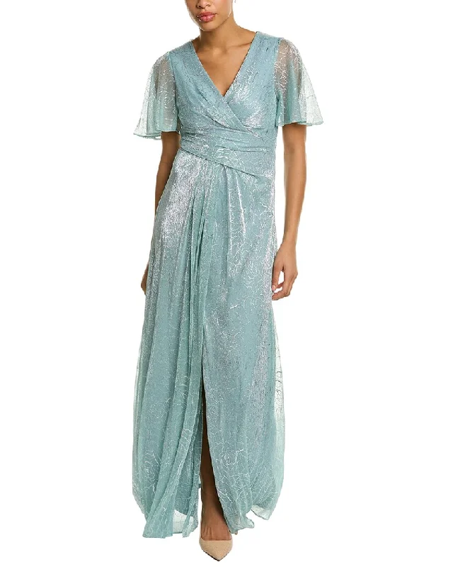 Special Savings Adrianna Papell Embroidered Metallic Maxi Dress