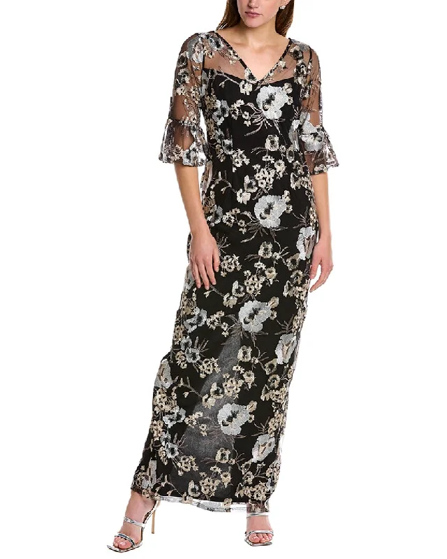 Instant Discount Adrianna Papell Embroidered Column Gown