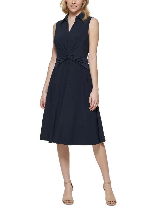 Extra Savings Womens Twist-Front Midi Fit & Flare Dress